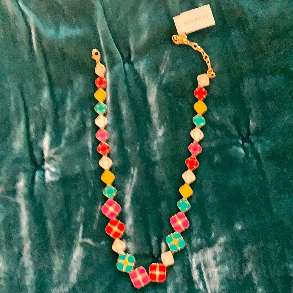 Talbots multicolored square disc necklace.